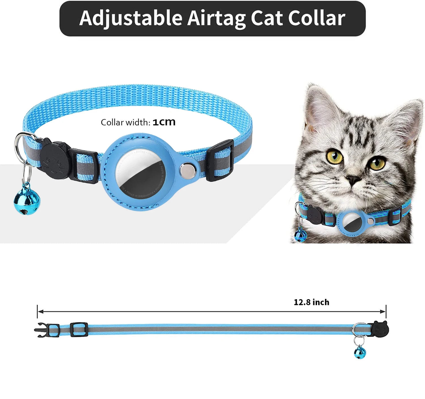 Anti-Lost Katzen Halsband für Airtag GPS Tracker Schutzhülle mit Glocke