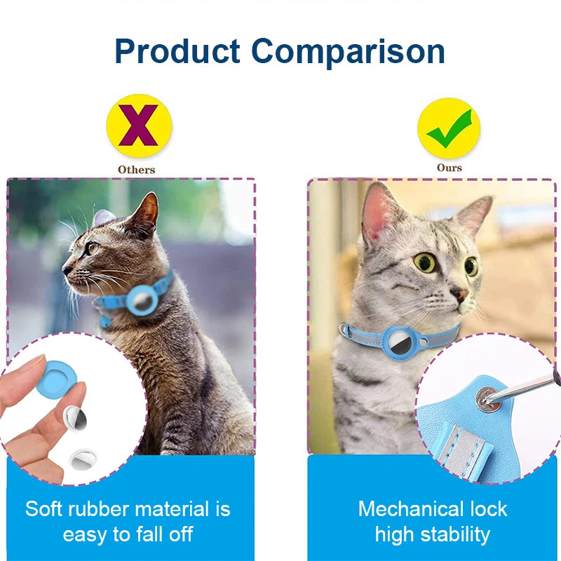 Anti-Lost Katzen Halsband für Airtag GPS Tracker Schutzhülle mit Glocke