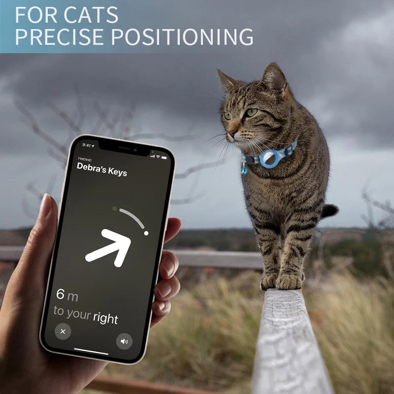 Anti-Lost Katzen Halsband für Airtag GPS Tracker Schutzhülle mit Glocke