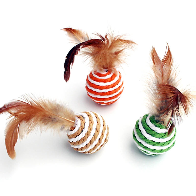 4 Stück bunte Sisal interaktive Ball